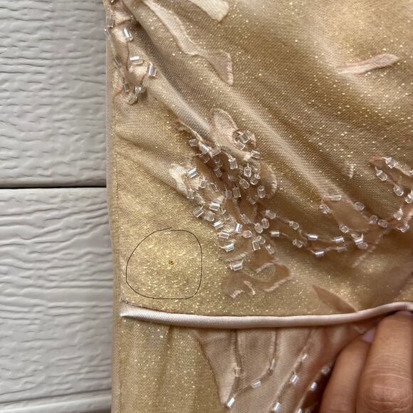 Sue Wong Nocturne Silk Beaded Halter Dress Gold Sz 8 Fringe Flapper Gatsby 30s - Picture 12 of 16